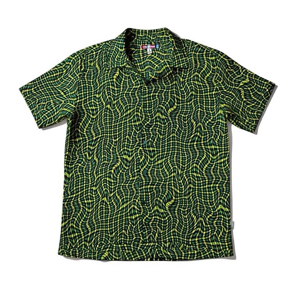 Urban Outfitters Men’s Medium Button Up Shirt Short Sleeve Green Blue Checkered